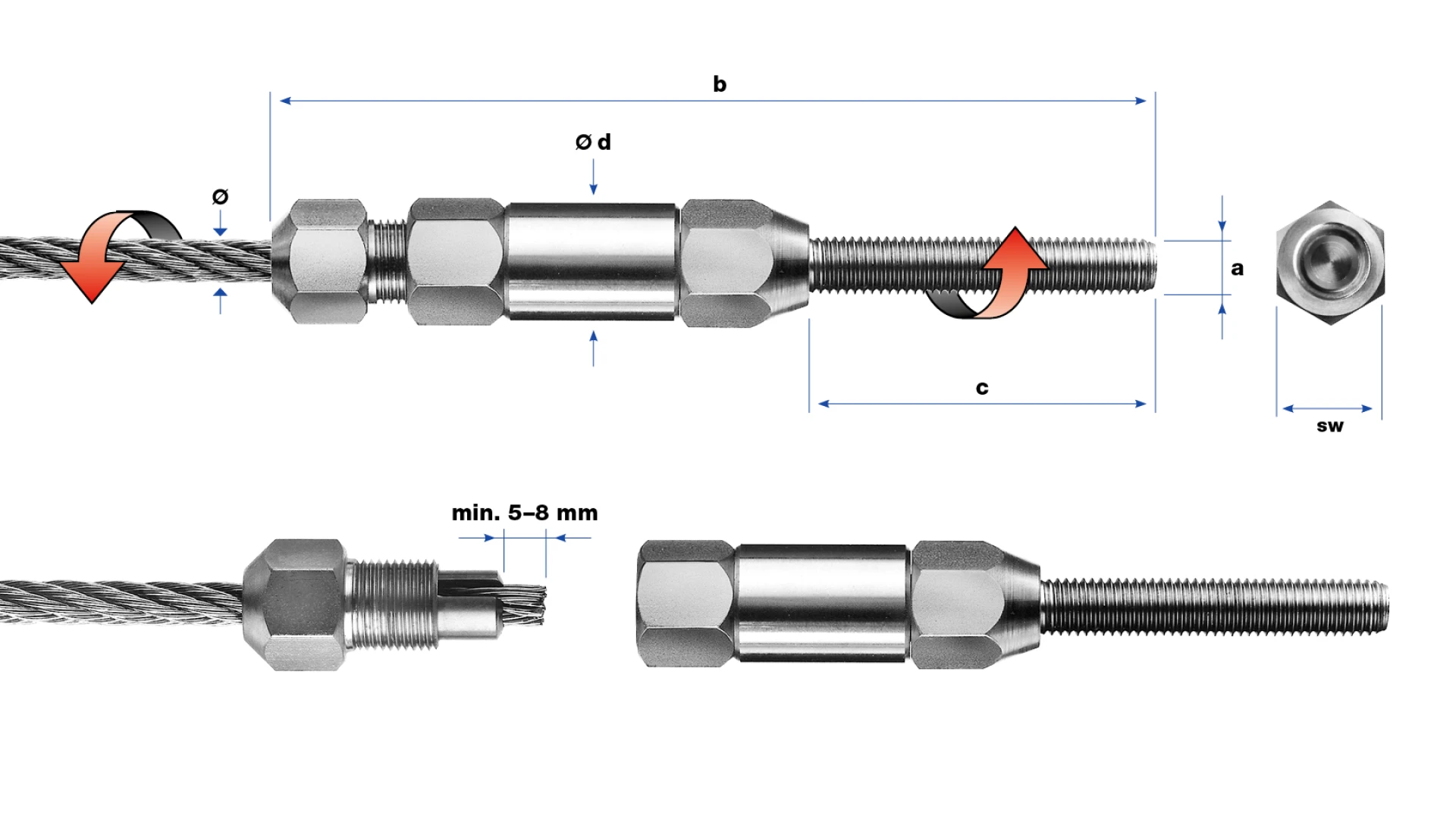 External thread end swivel LT1 Self-assembly