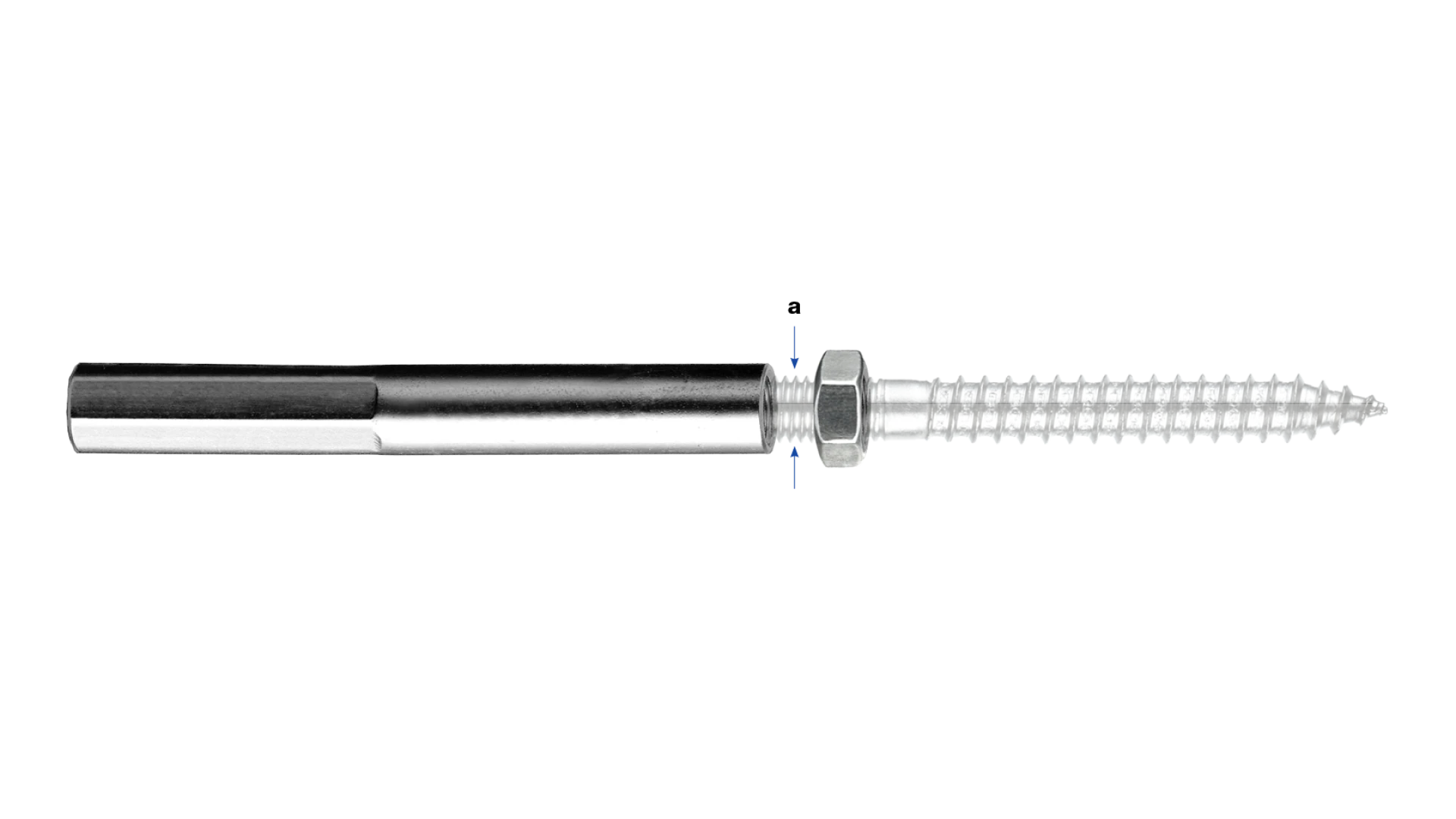 Assembling aid   for dual thread screw right-handed