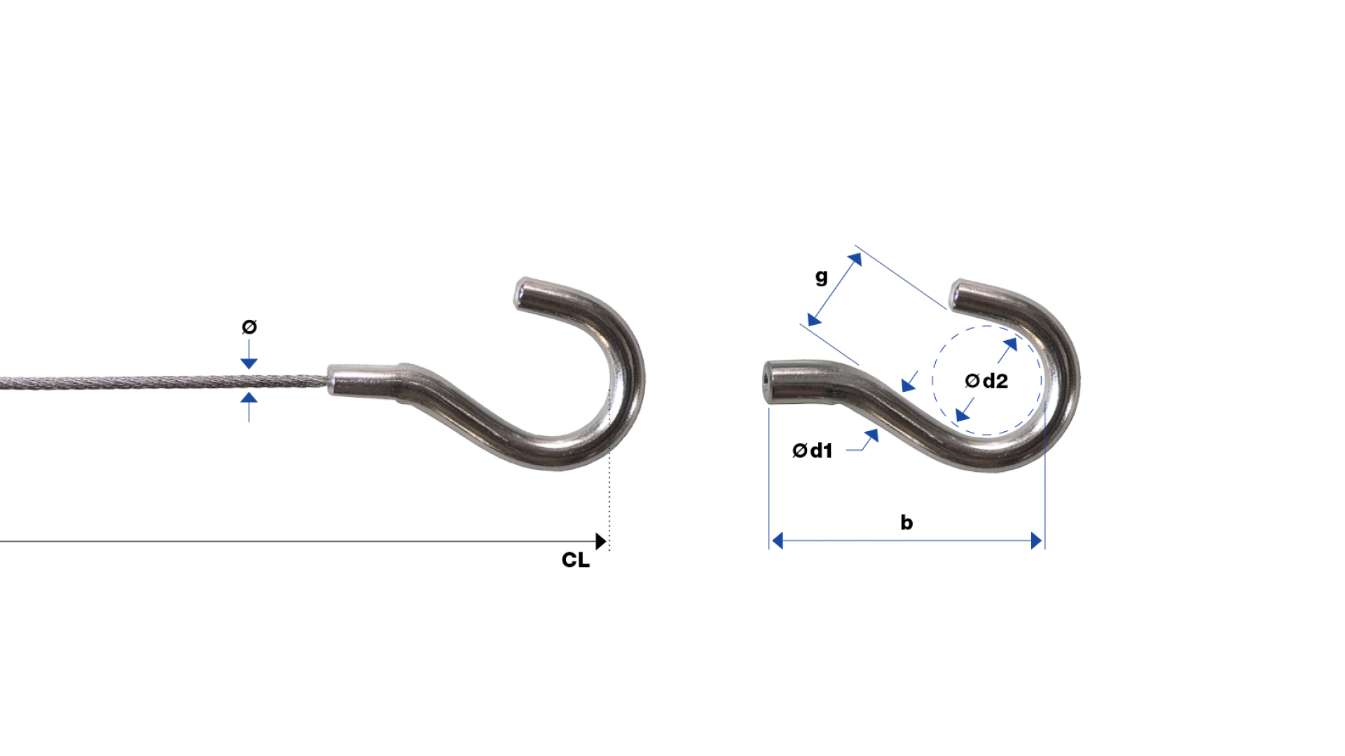 Hook Webnet flat swaged for one rope