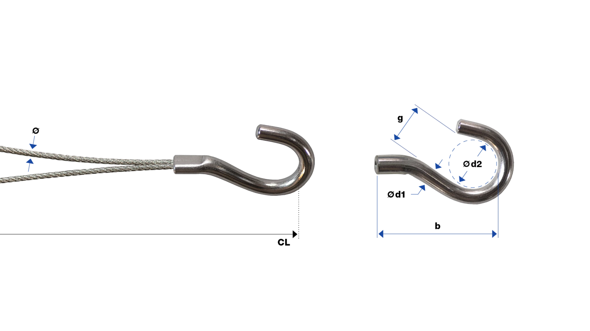 Hook Webnet flat swaged for two ropes
