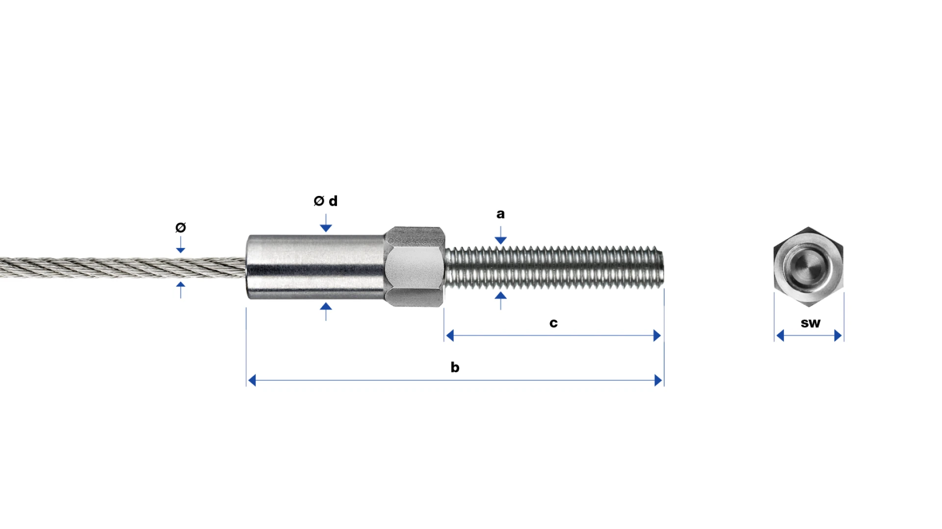 External thread end left-hand LT2 self-assembly