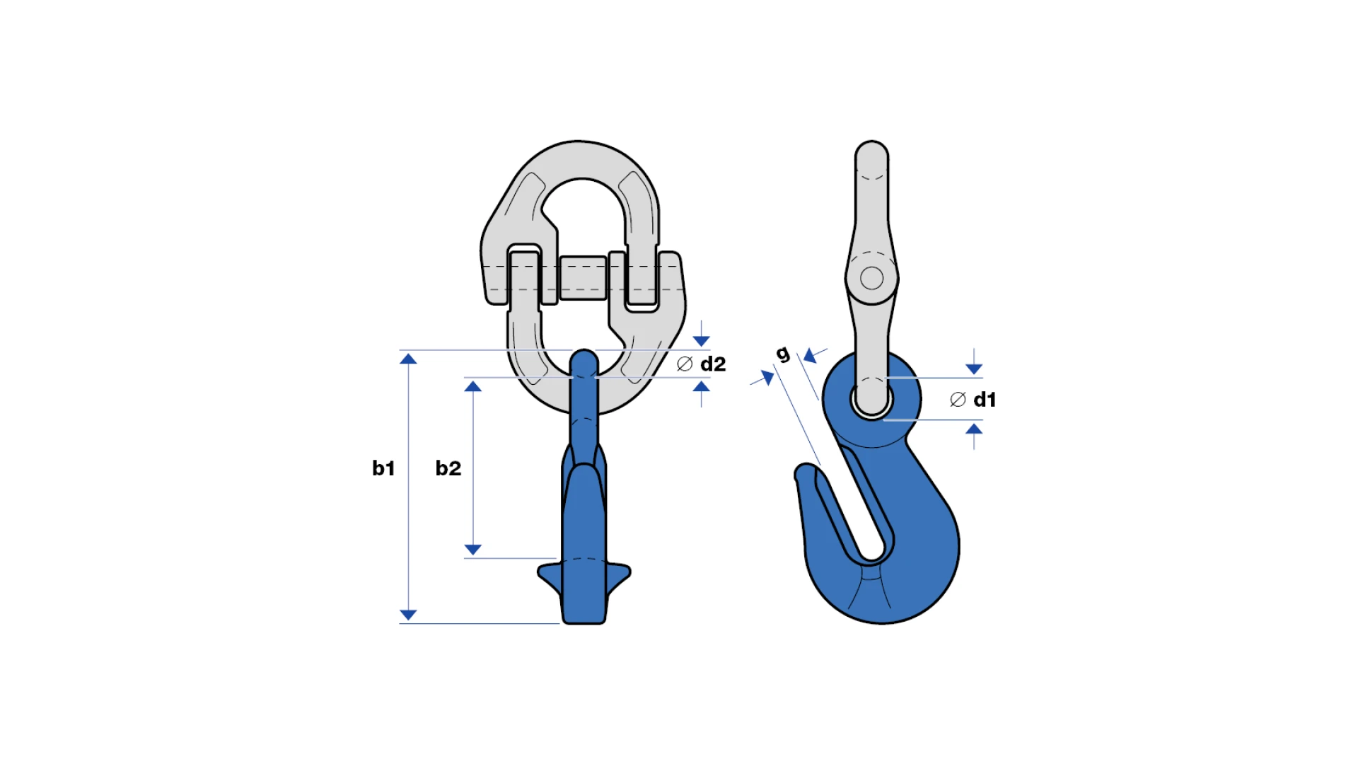 Chain-shortening hook with eye end  GK 10
