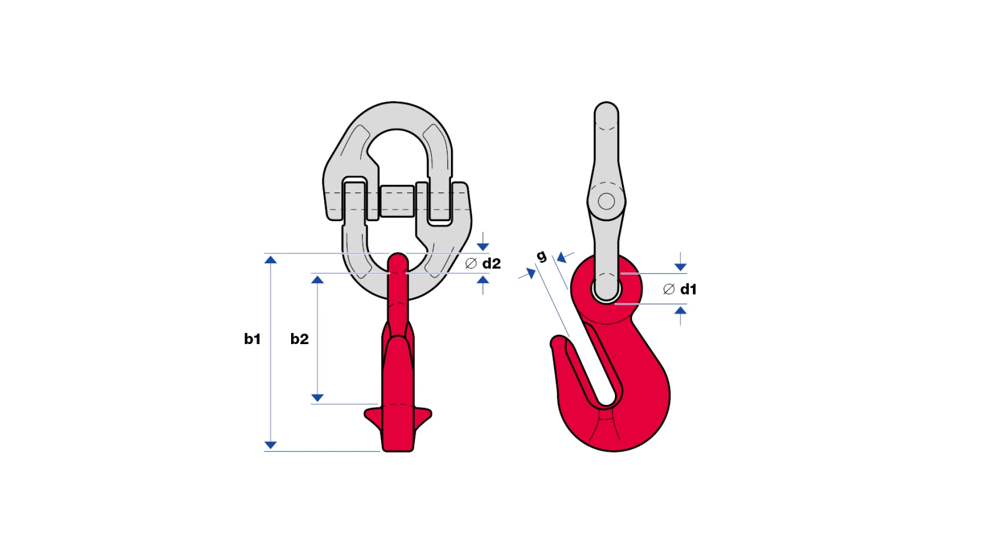 Chain-shortening hook with eye end  GK 8