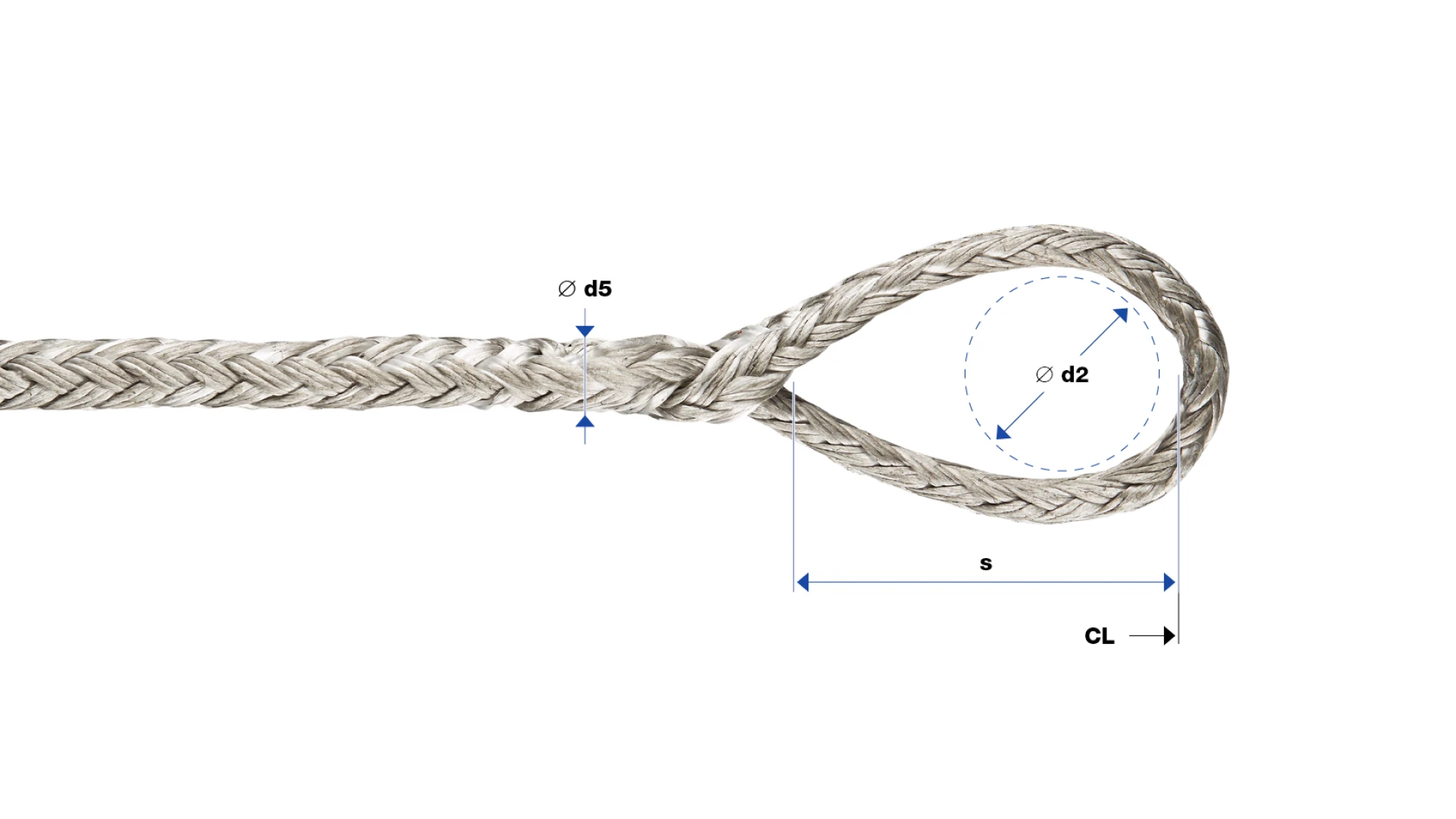 Loop  spliced, tucked and tapered