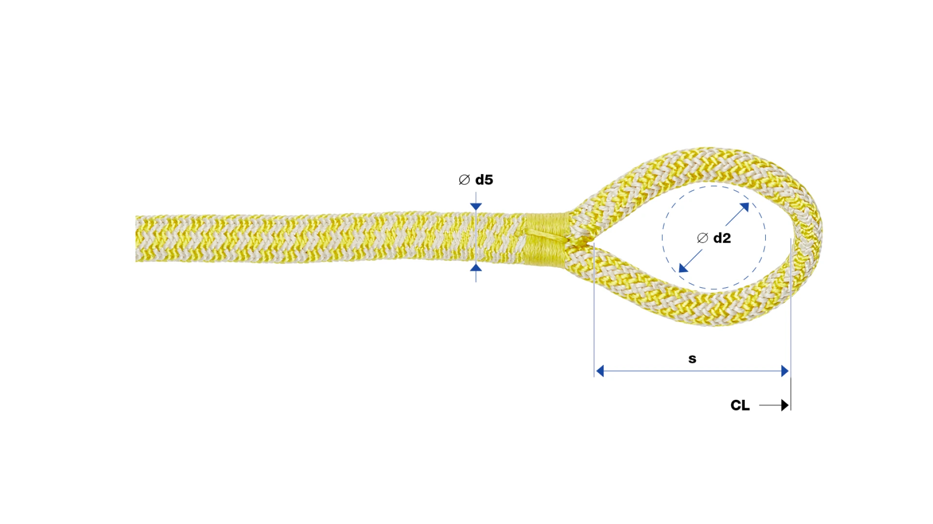 Loop  spliced, tucked and tapered