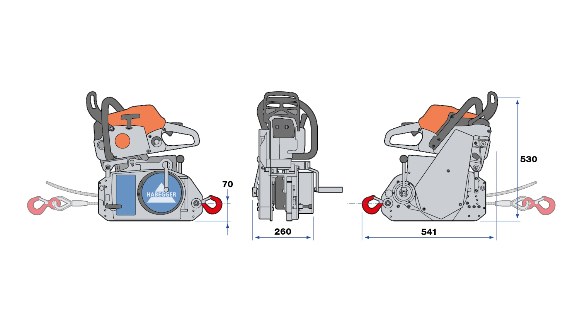 Habegger HIT-TRAC 8B gasoline motorized rope hoist