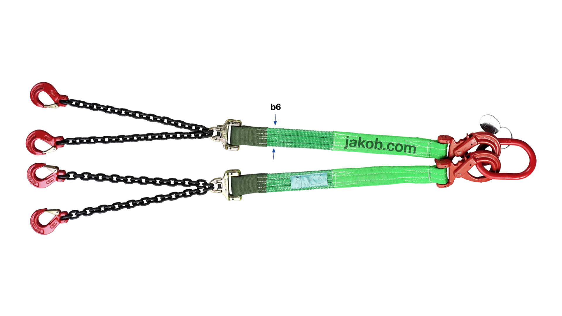 Reversible system web sling assembly Two-/four-leg  with safety hook and clevis hook