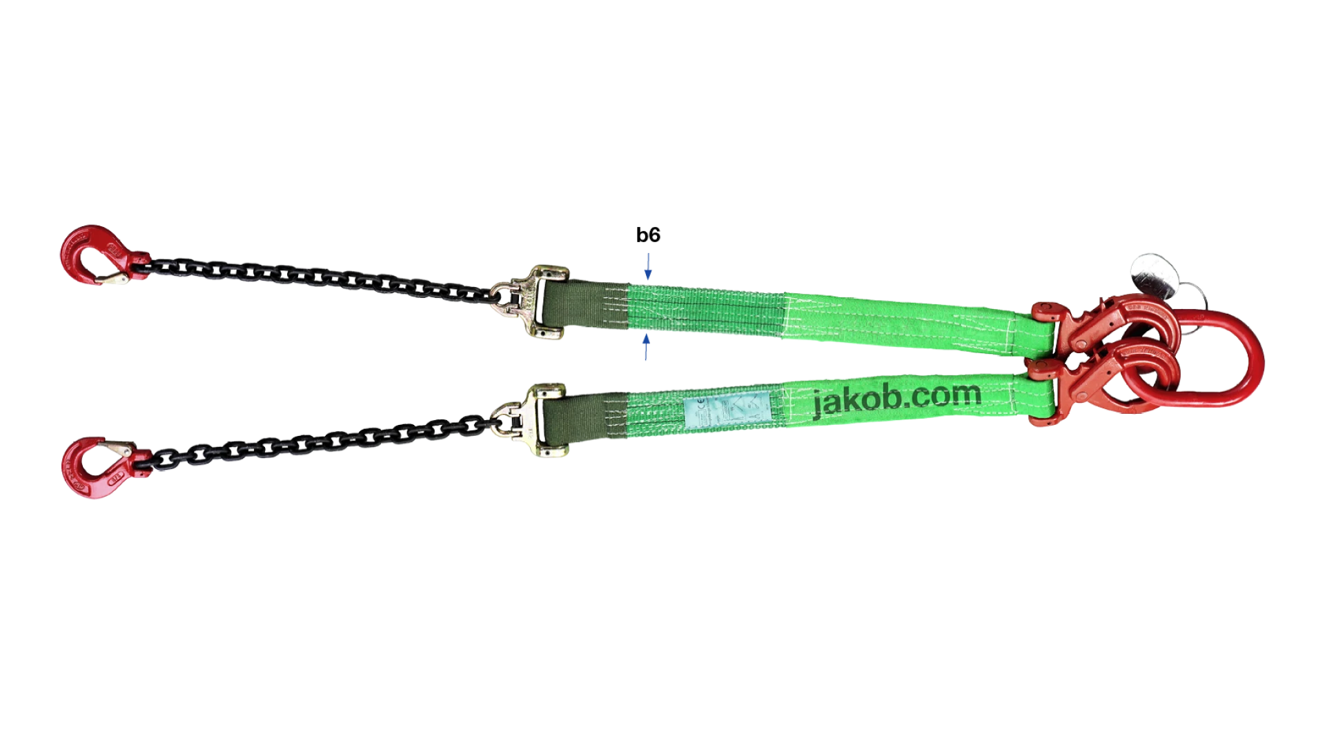 Reversible system web sling assembly two-leg  mit Sicherheitshaken und Gabelkopfhaken