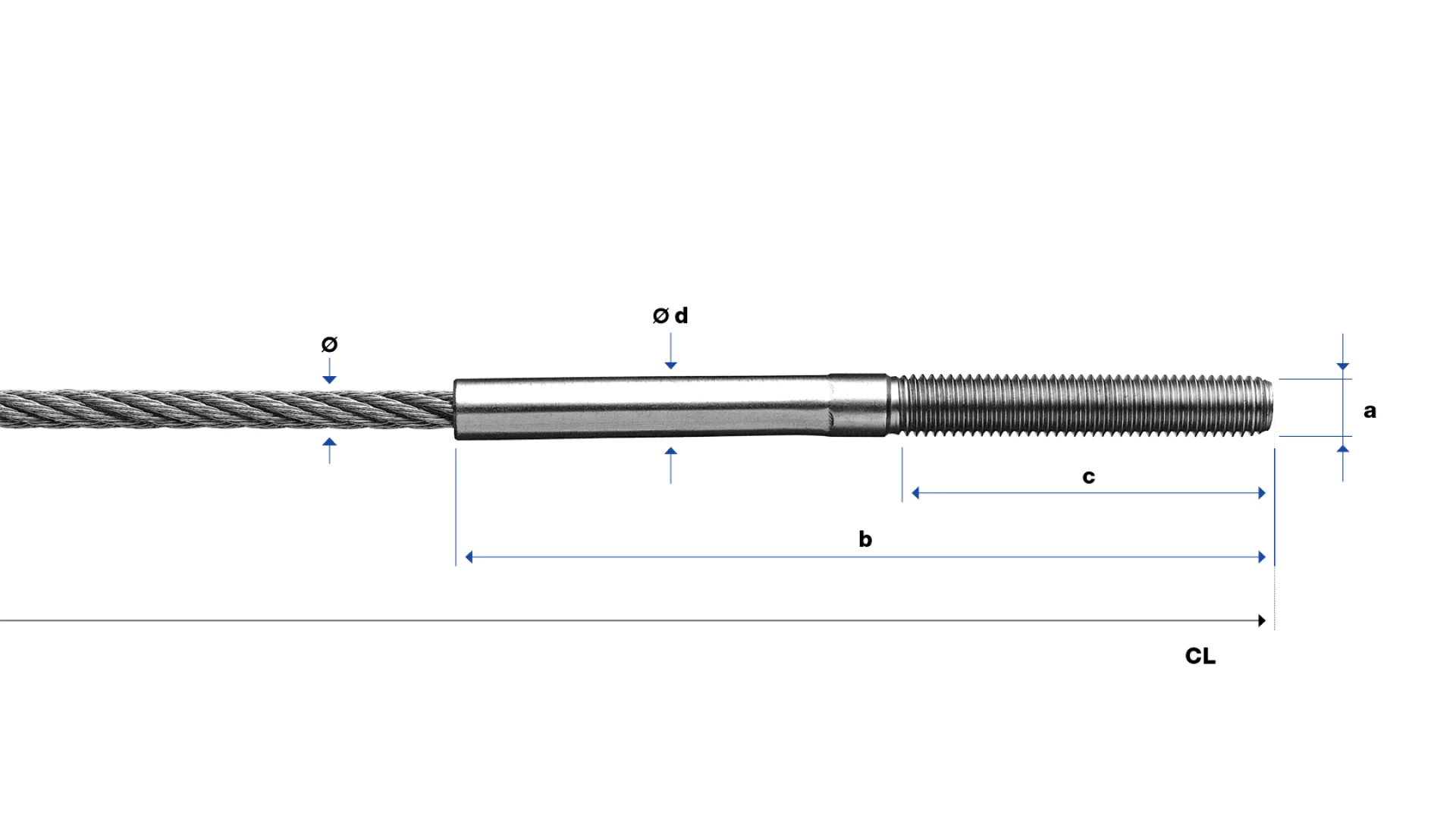 External thread end right-hand swaged promat galvanized