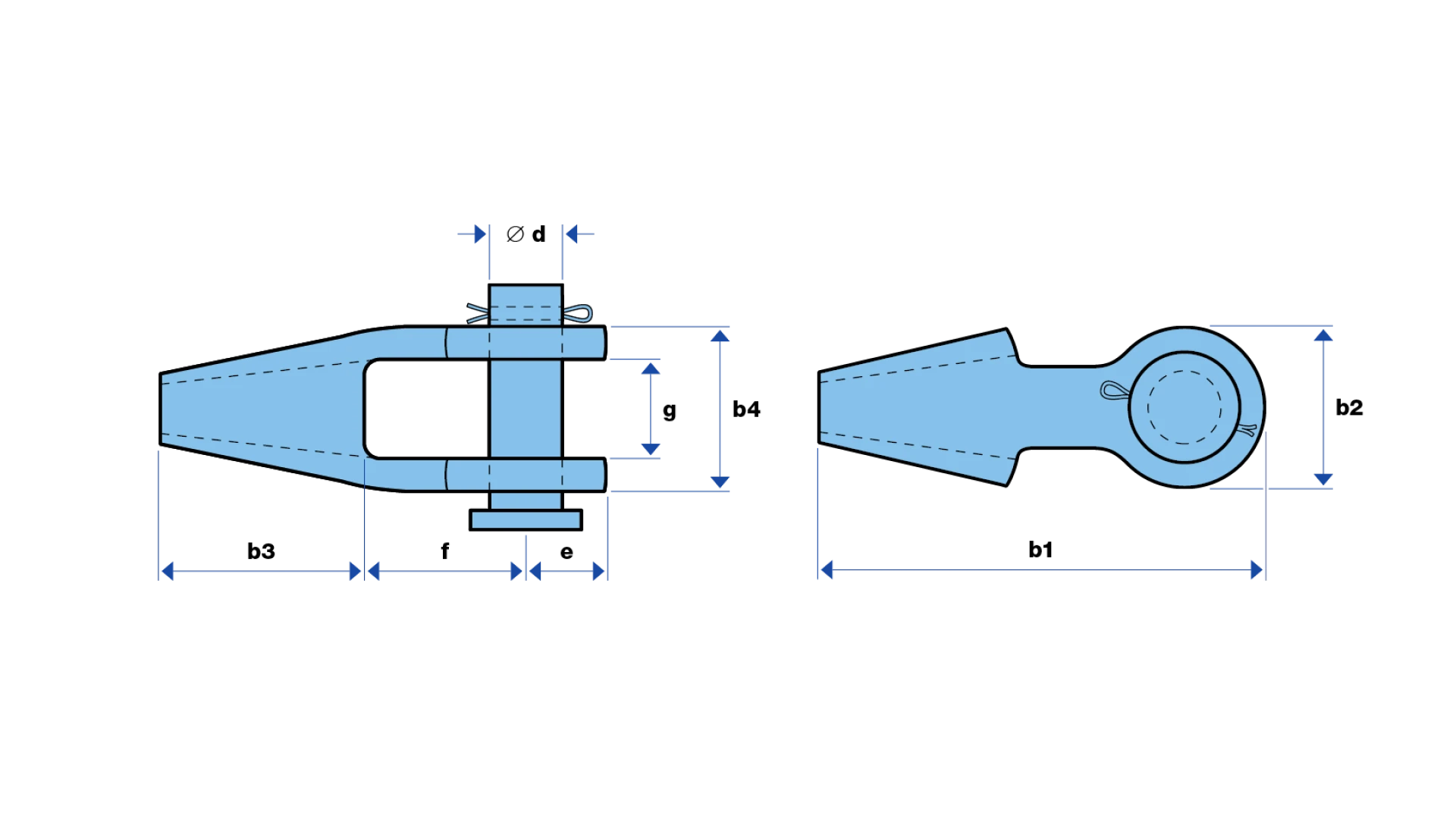 Spelter socket with clevis and pin