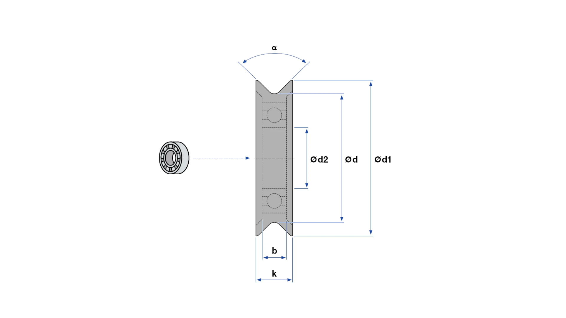 Rope pulley with ball bearing  Ø 105 mm for rope Ø 11.2