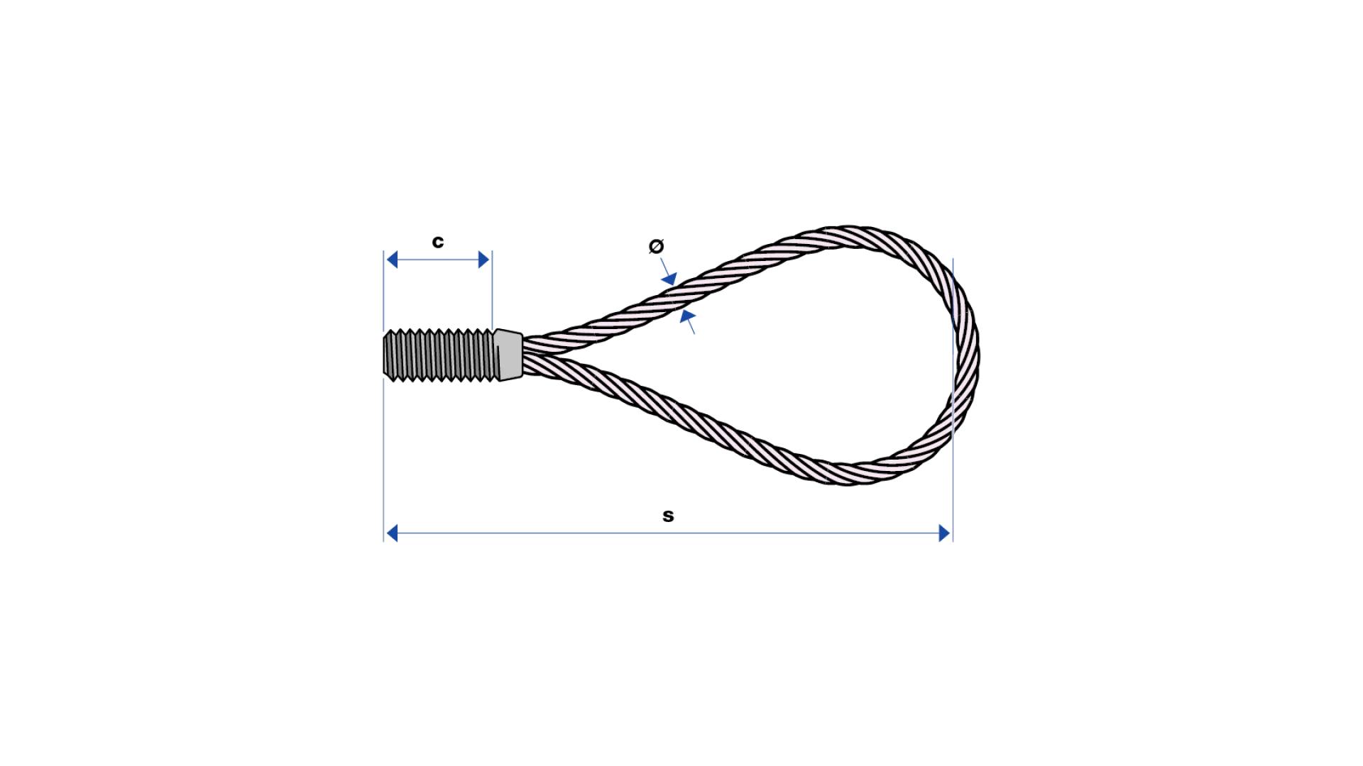 Rope eye with metric male thread (M)