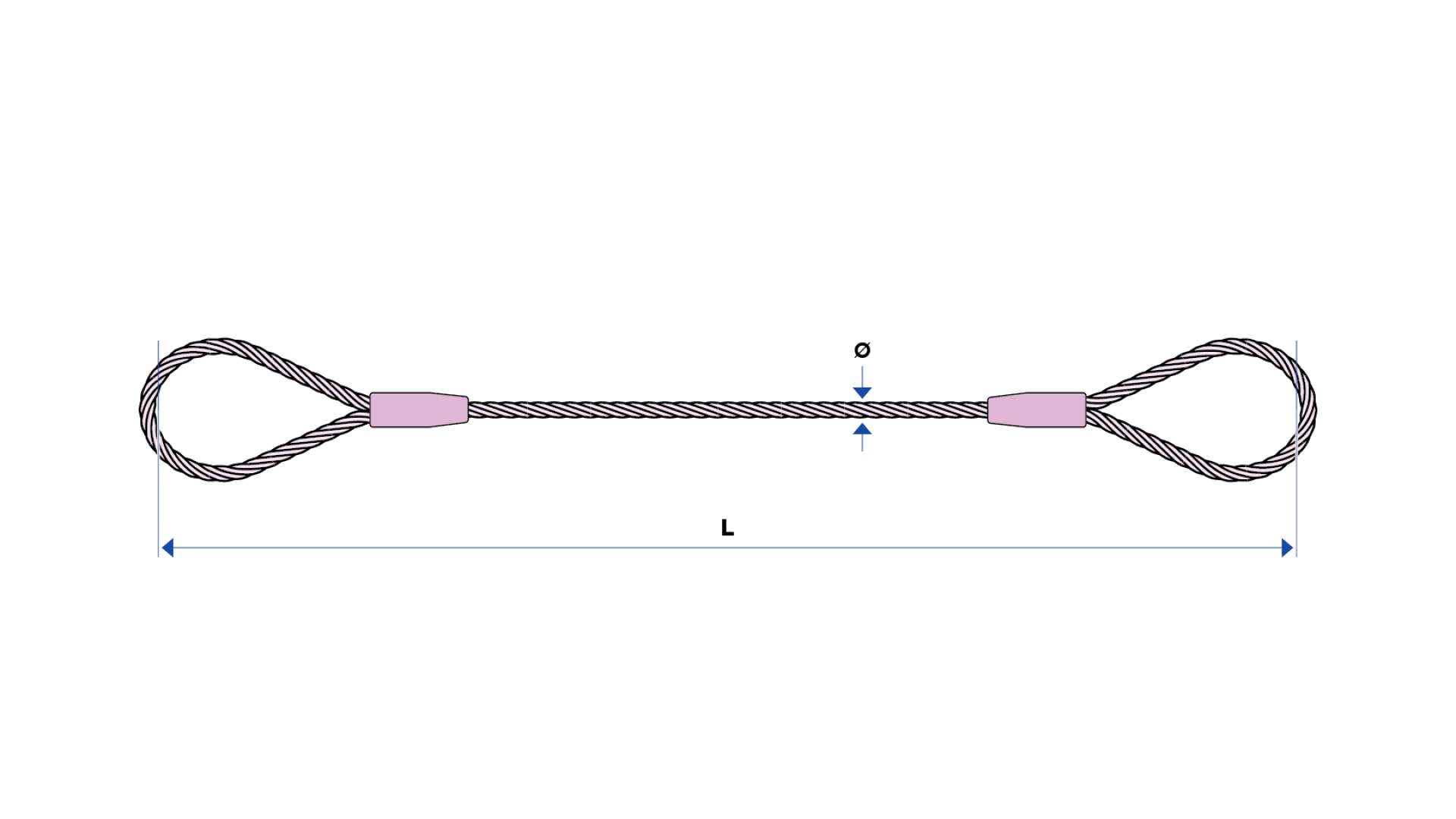 Wire rope sling loop without thimble on both ends compressed